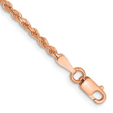 14K Rose Gold 8 inch 2mm Diamond-cut Rope with Lobster Clasp Chain